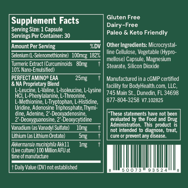BodyHealth Australia Akkermansia Supplement Facts
