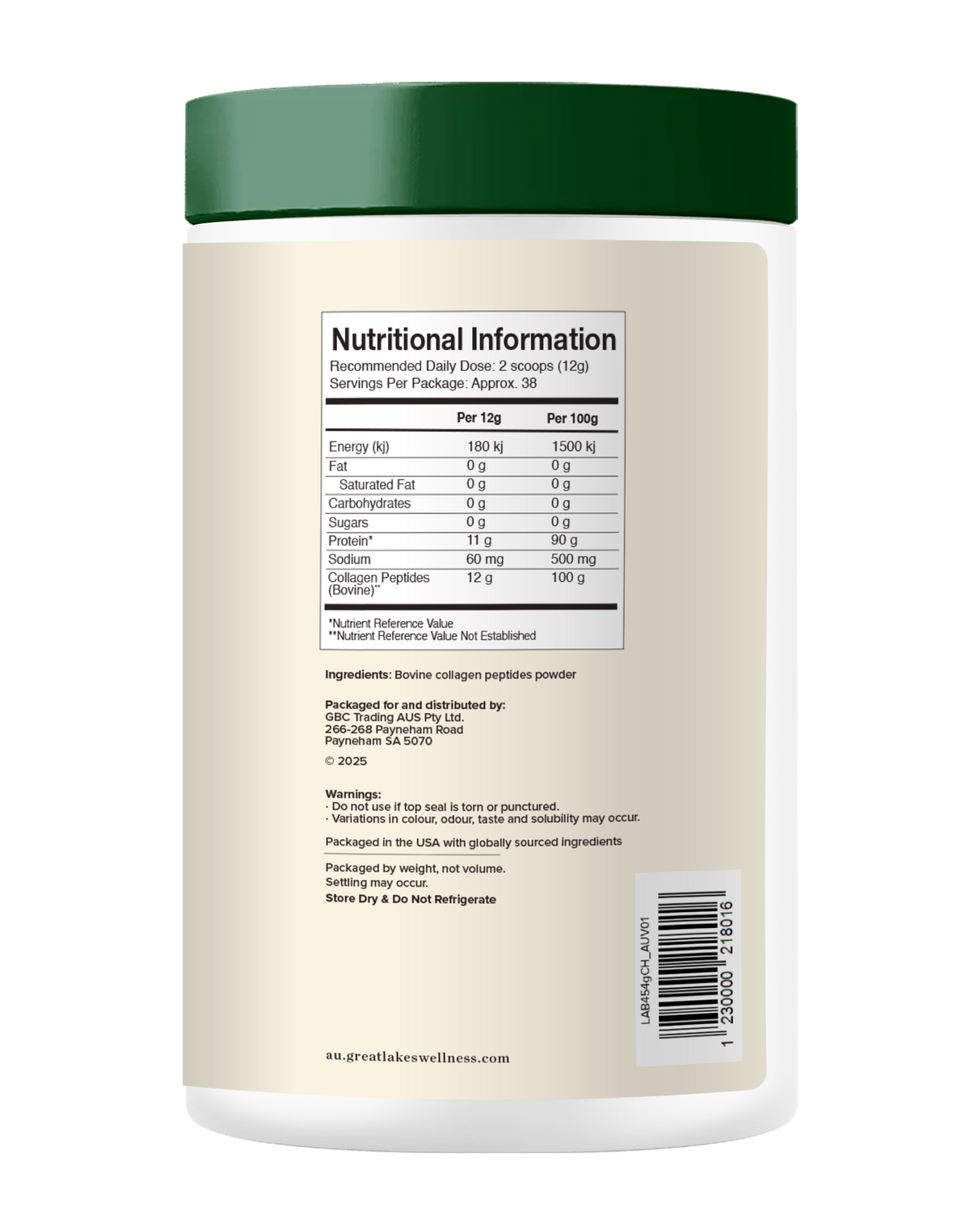 Great Lakes Collagen Australia Supplement Facts