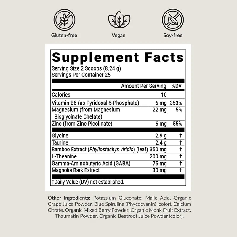 BIOptimizers Sleep Breakthrough Blue Berry Dreams Supplement Facts