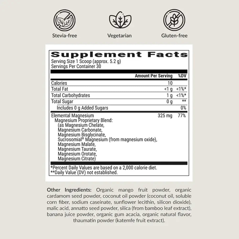 BIOptimizers Magnesium Breakthrough powder Banana Mango supplement facts