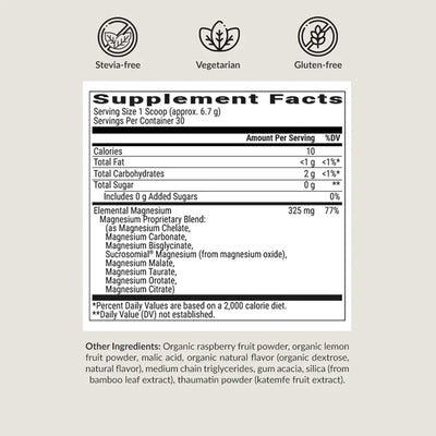 BIOptimizers Magnesium Breakthrough powder Raspberry-Lemonade Supplement Facts