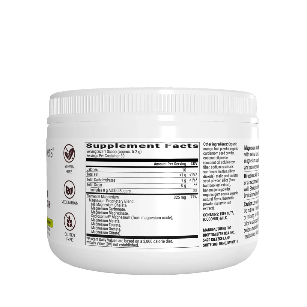 BIOptimizers Magnesium Breakthrough powder Banana Mango supplement facts
