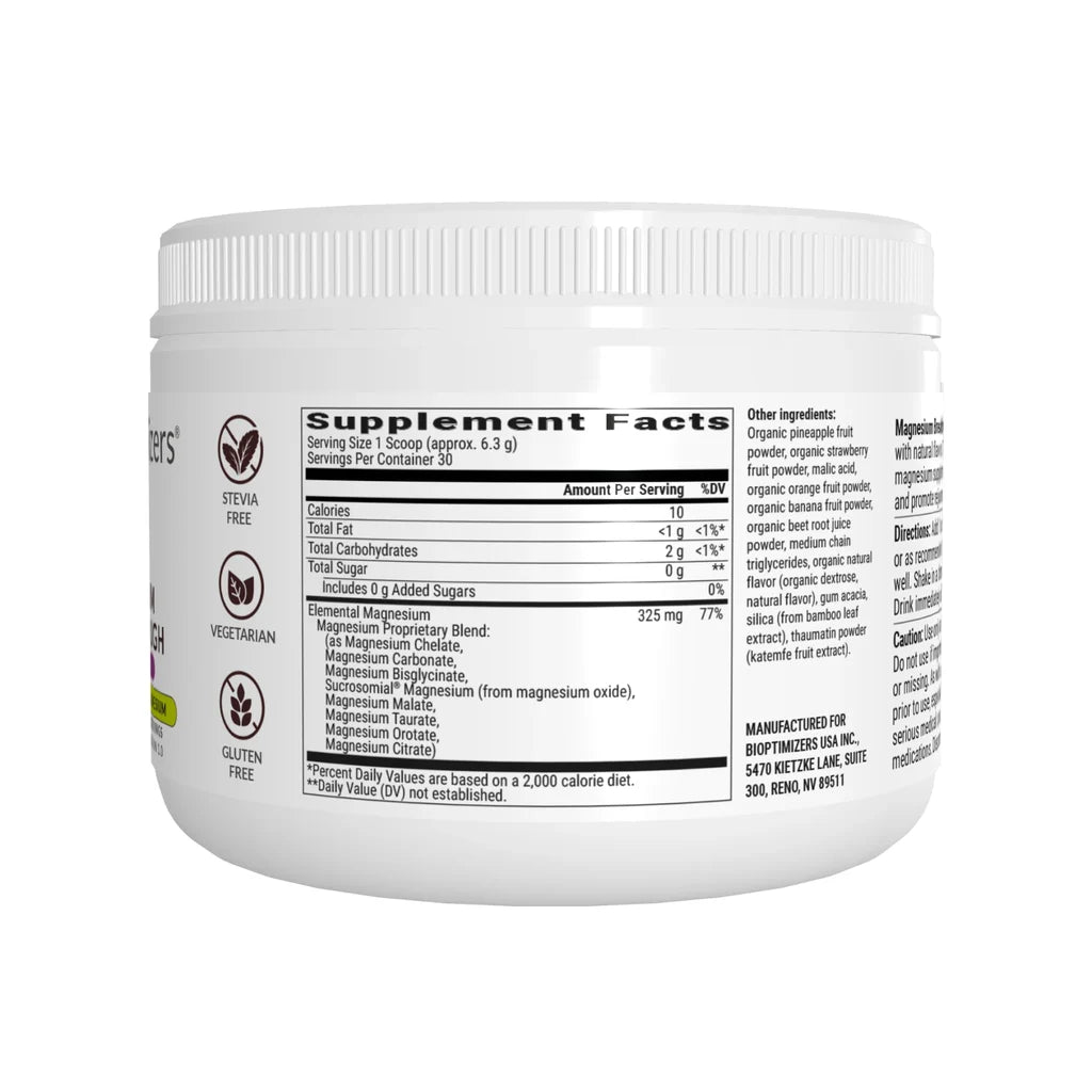 BIOptimizers Magnesium Breakthrough powder Fruit Punch Supplement Facts