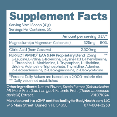 BodyHealth Australia Body Calm 50srv Berry Lemon Supplement Facts