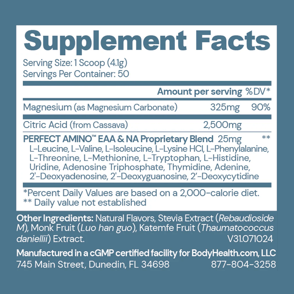 BodyHealth Australia Body Calm 50srv Berry Lemon Supplement Facts