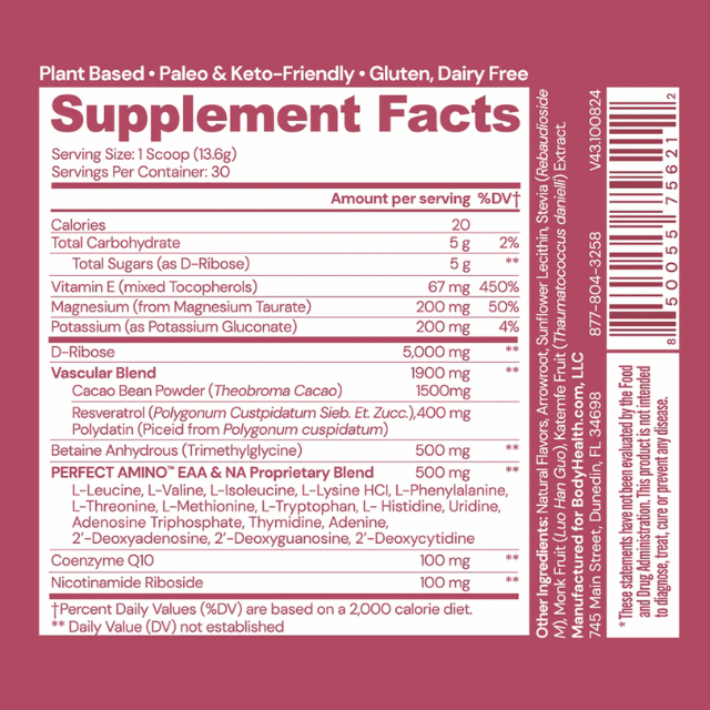 BodyHealth Australia Cardio Vascular Supplement Facts