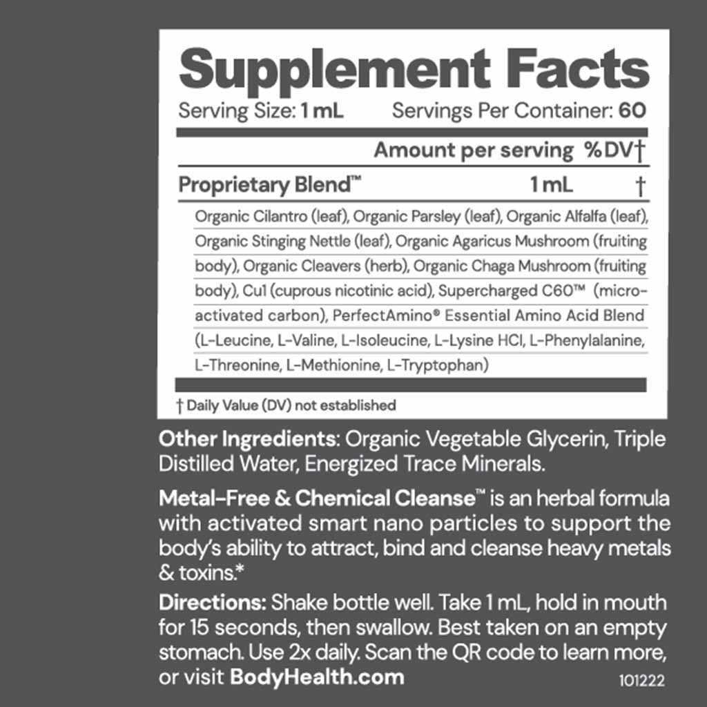 BodyHealth Australia Metal-Free Chemical Cleanse Supplement Facts