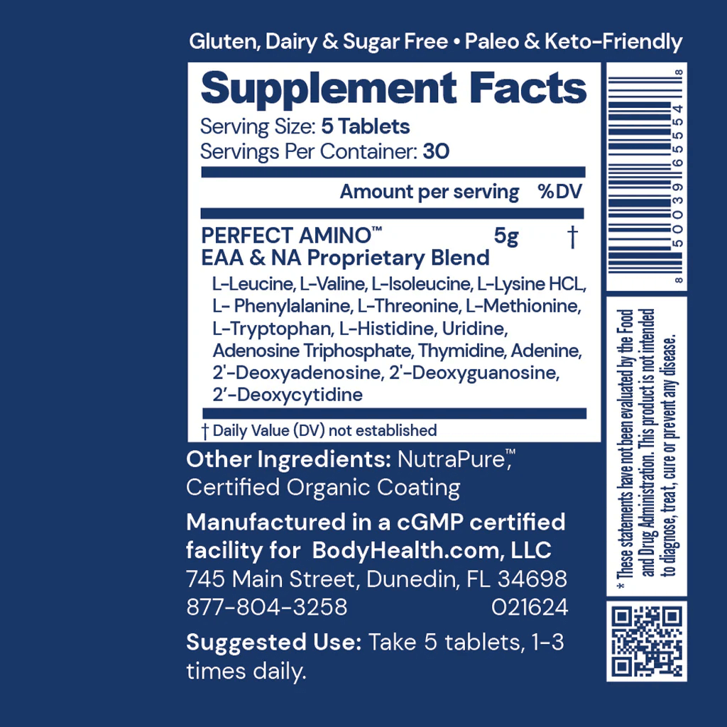 BodyHealth Australia PerfectAmino Coated 150 Supplement Facts