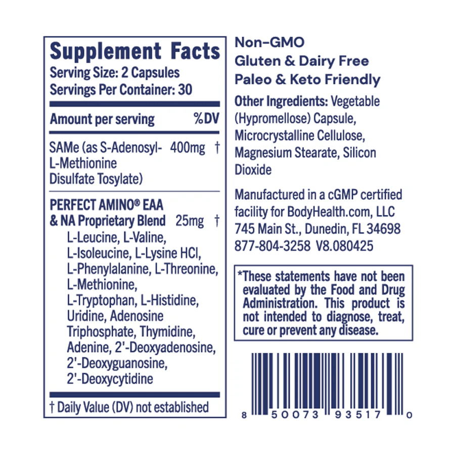 BodyHealth Australia SAMe Supplement Facts