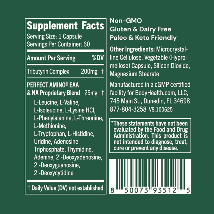 BodyHealth Australia Tributyrin Supplement Facts