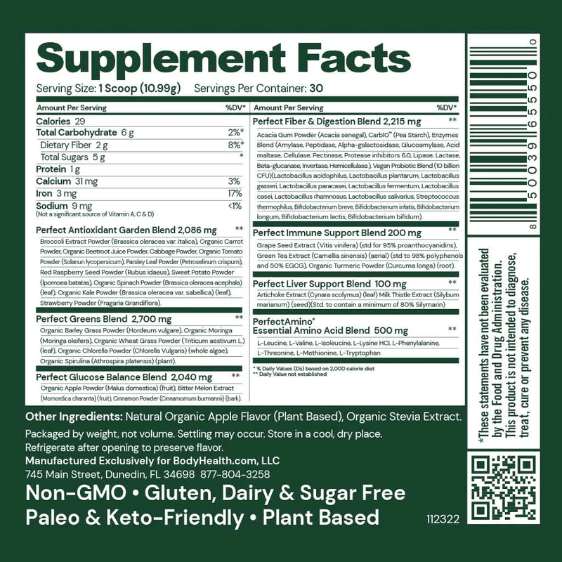 BodyHealth Greens Australia Supplement Facts