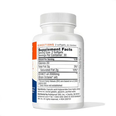 Bulletproof Australia Brain Octane Softgel Supplement Facts