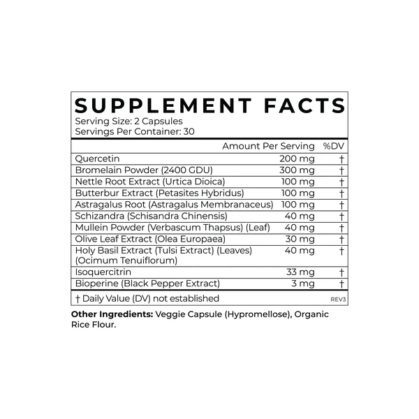 Cymbiotika Australia Allergy Defense Supplement Facts