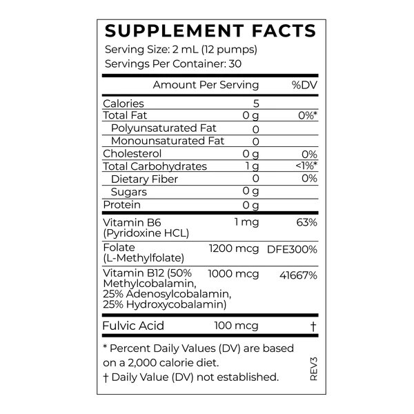 Cymbiotika Australia B12 + B6 Supplement Facts