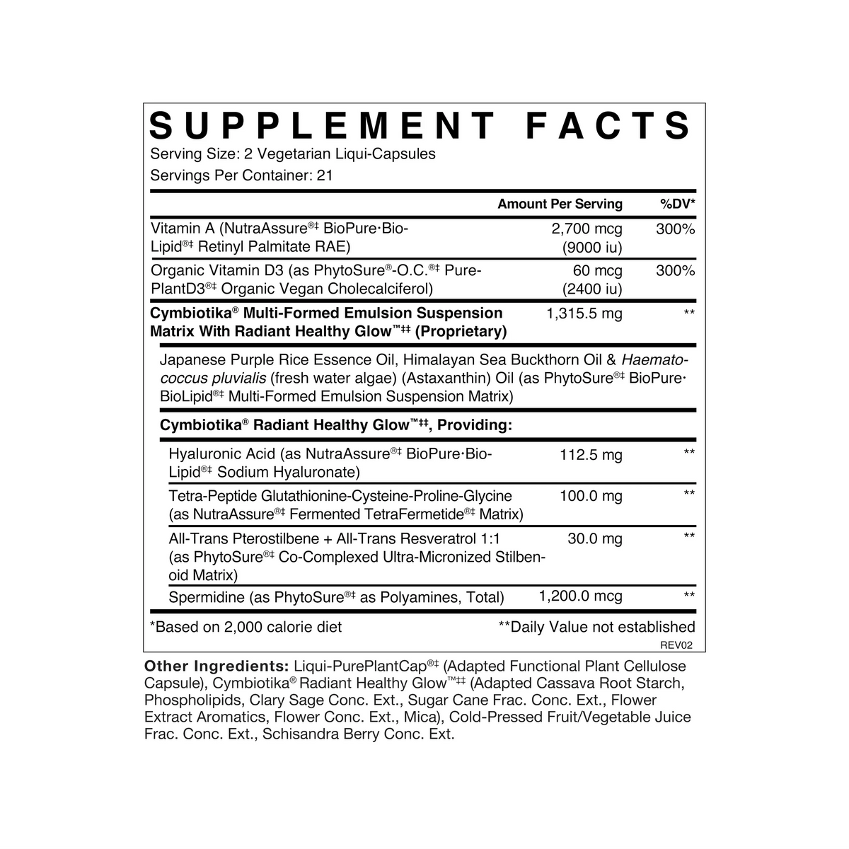 Cymbiotika Australia Healthy Glow Supplement Facts