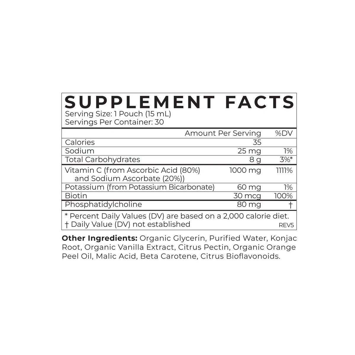 Cymbiotika Australia Liposomal Vitamin C Supplement Facts