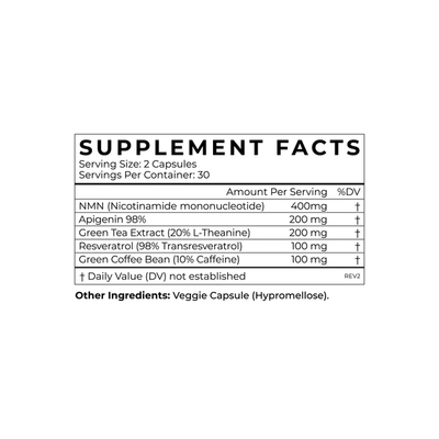 Cymbiotika Australia NMN Trans-Resveratrol Supplement Facts