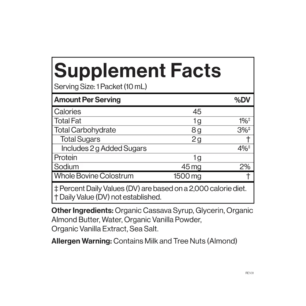 Cymbiotika Australia Liquid Colostrum Supplement Facts