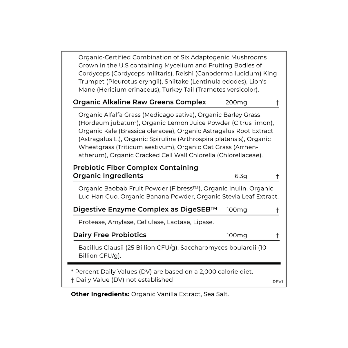 Cymbiotika Australia Vanilla Plant Protein Supplement Facts