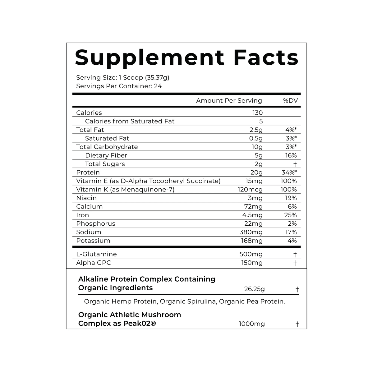 Cymbiotika Australia Vanilla Plant Protein Supplement Facts