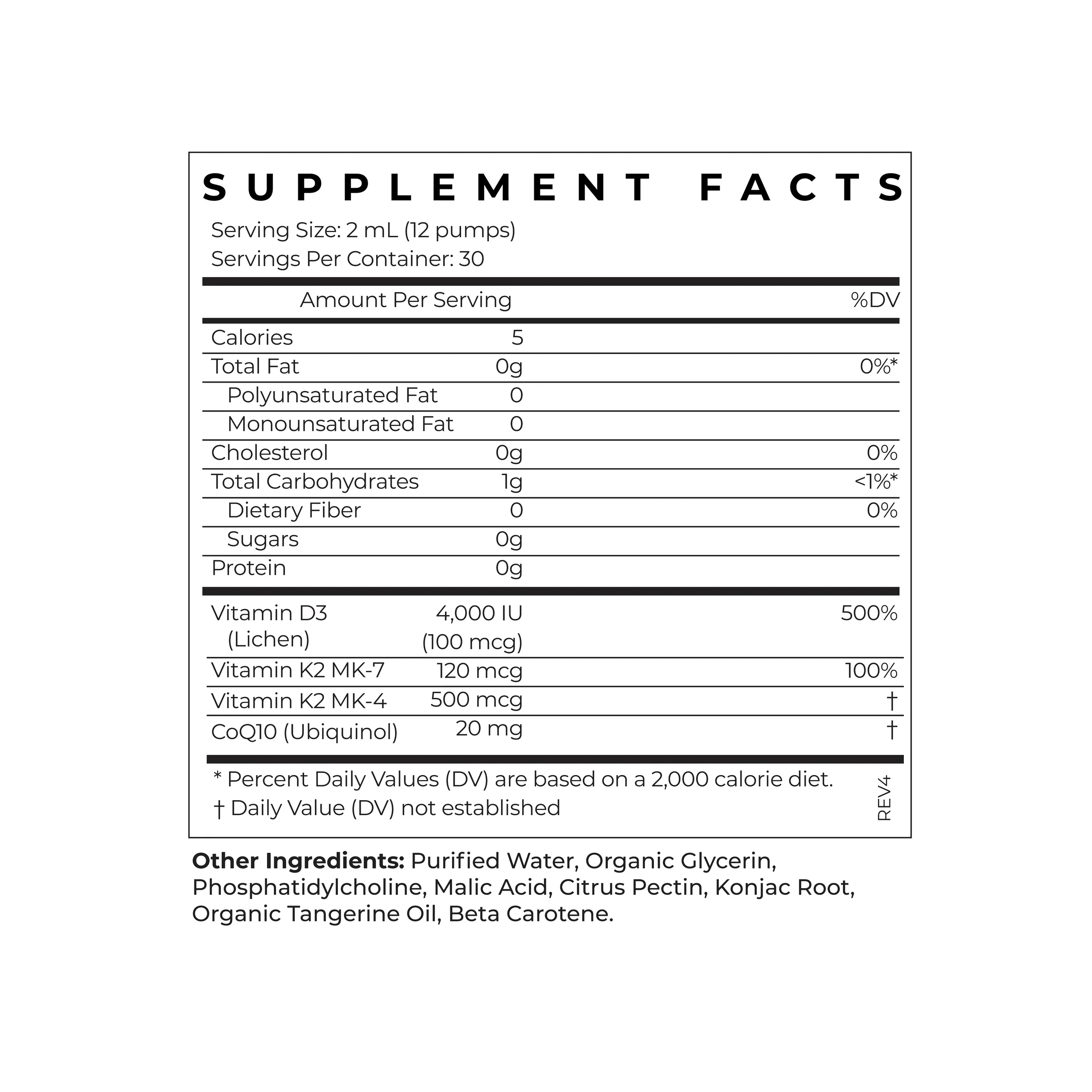 Cymbiotika Australia Vitamin D3 K2 CoQ10 Supplement Facts