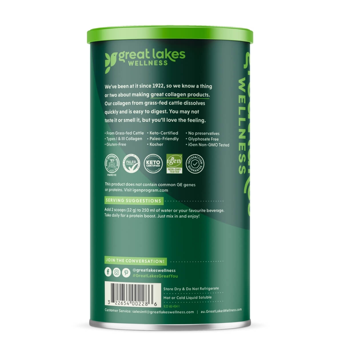 Great Lakes Australia Collagen Daily Protein Serving Suggestion