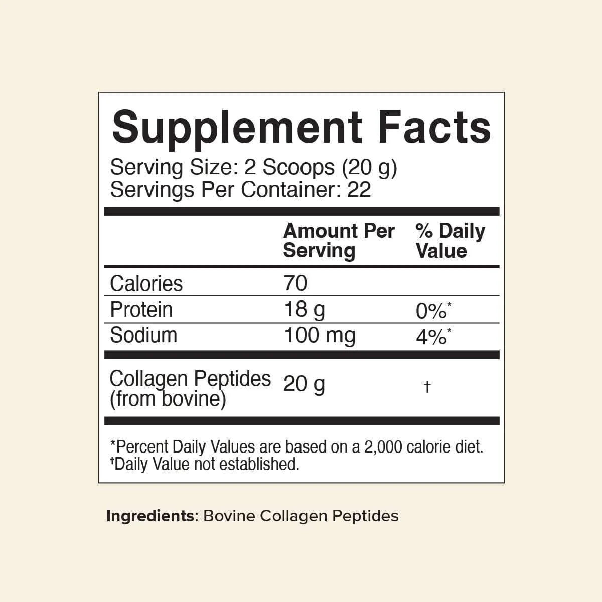 Great Lakes Collagen Australia Supplement Facts