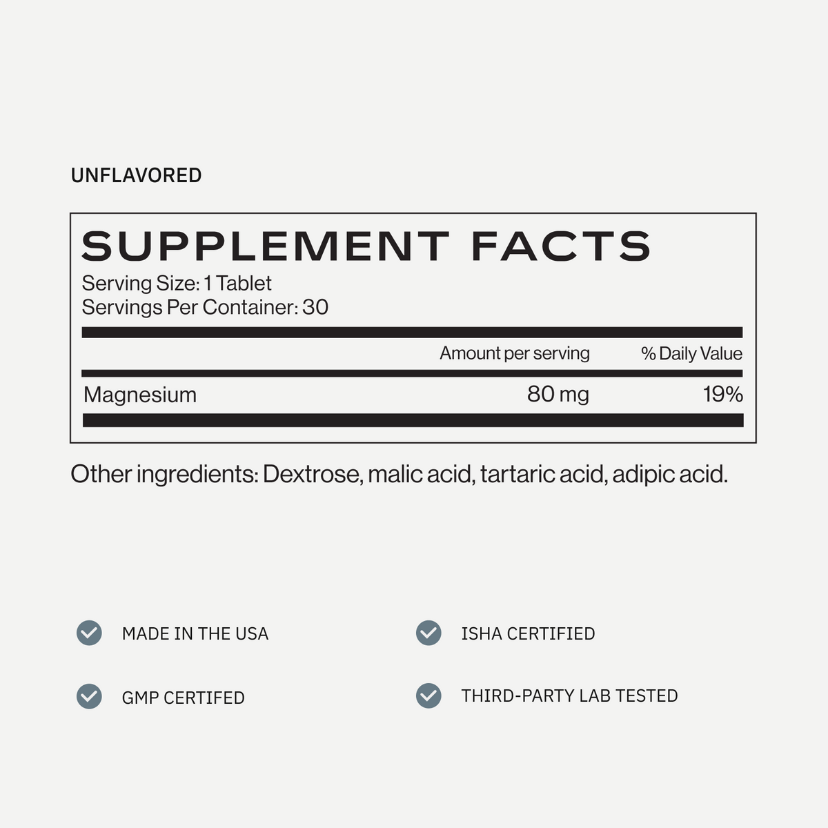 H2TAB Australia Unflavoured Supplement Facts