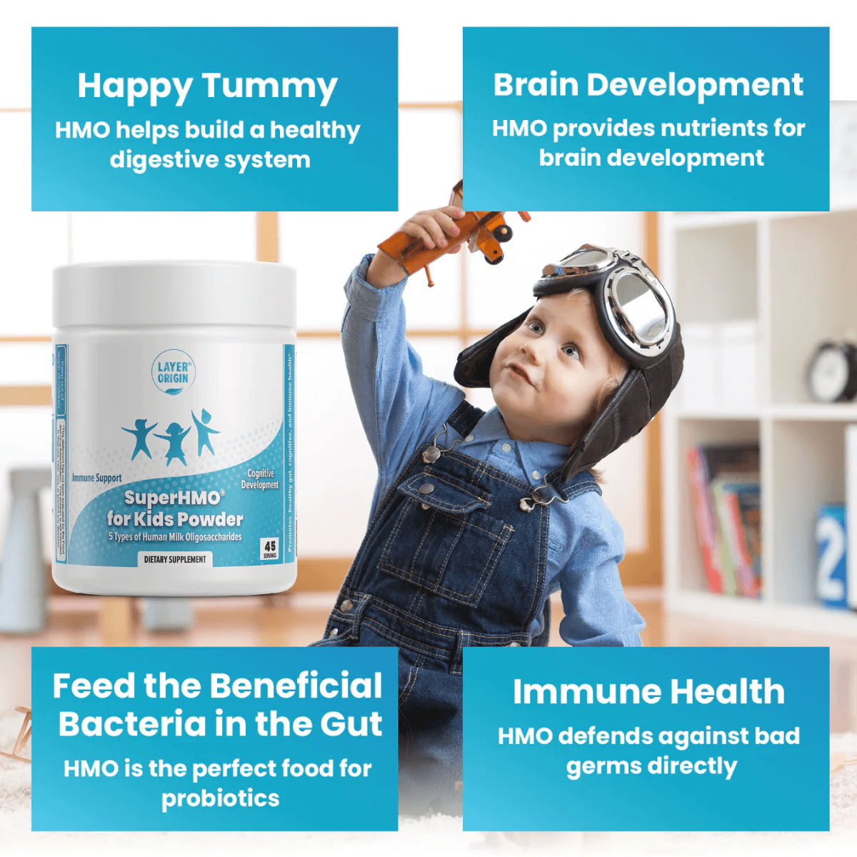 Layer Origin Australia PureHMO for Kids Super Prebiotic Powder - 2 HMOs Benefits