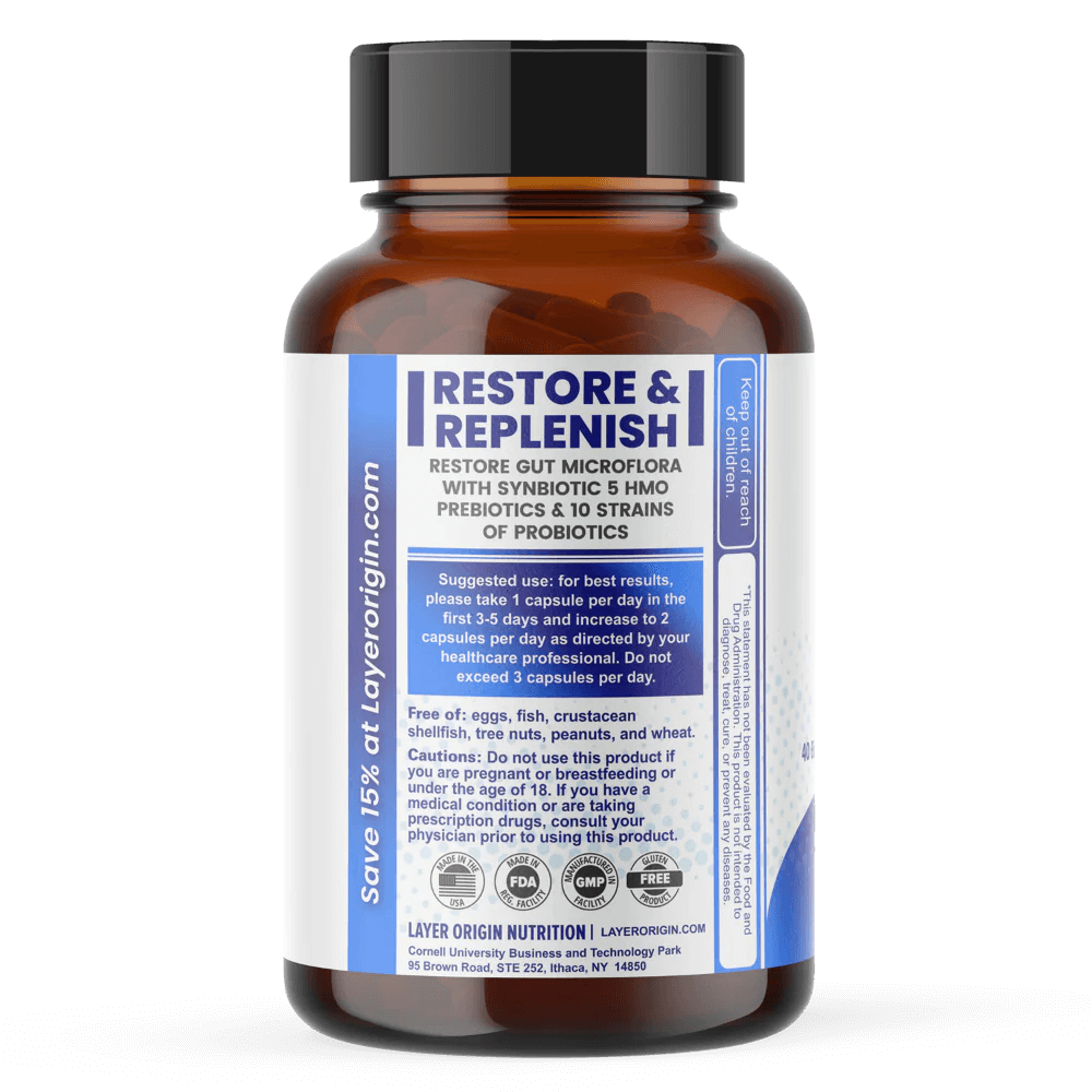 Layer Origin Australia SuperHMO Synbiotic Capsules Label