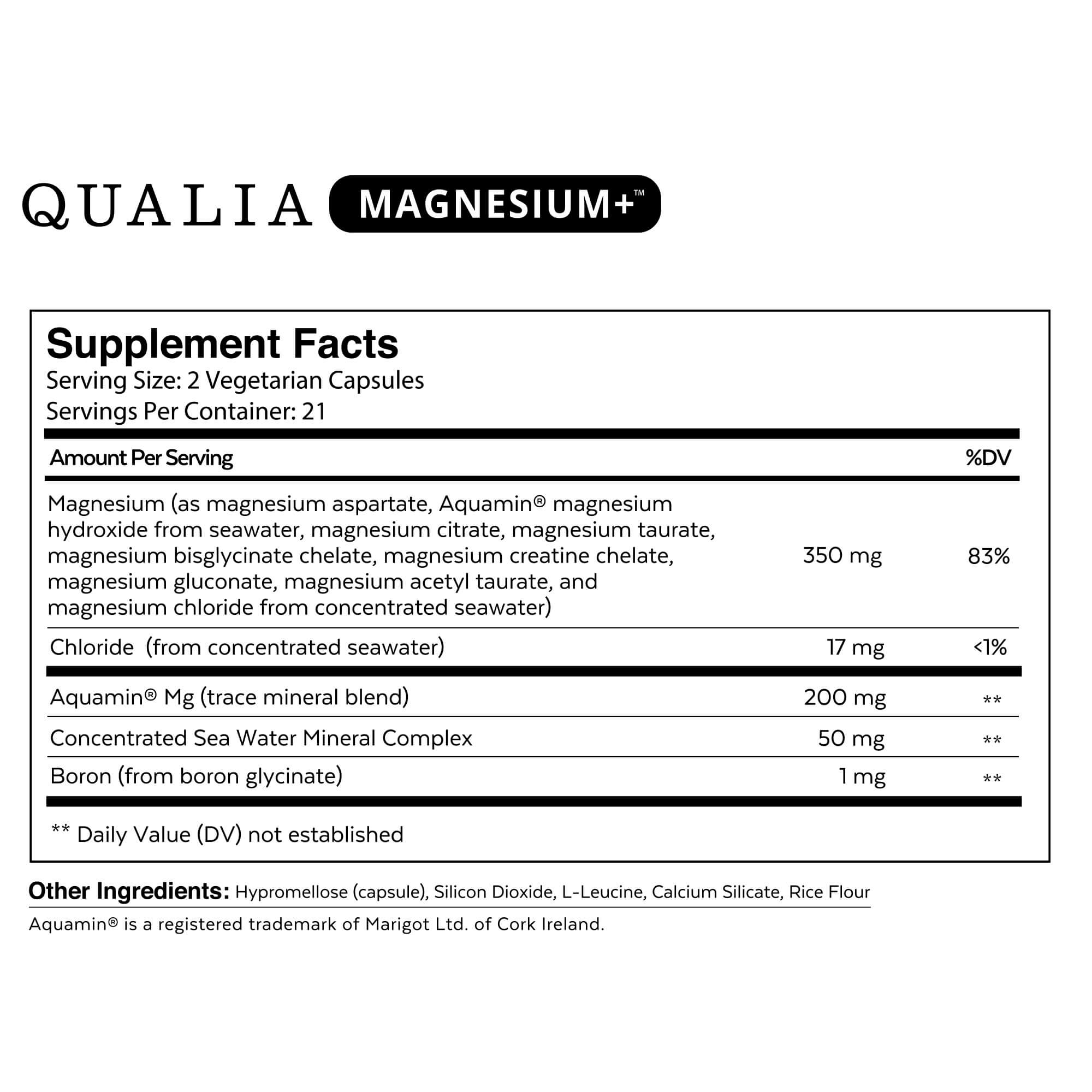 Neurohacker Collective Australia Qualia Magnesium+ Supplement Facts