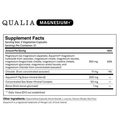 Neurohacker Collective Australia Qualia Magnesium+ Supplement Facts