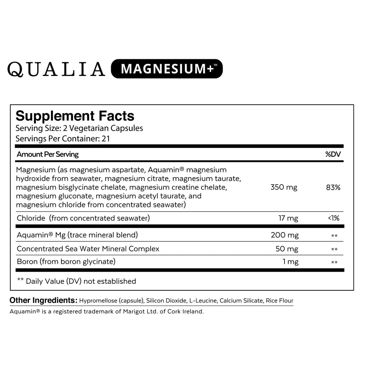 Neurohacker Collective Australia Qualia Magnesium+ Supplement Facts