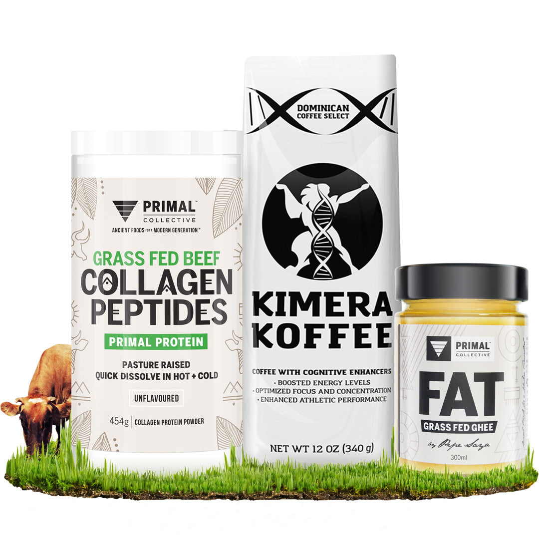 Tribal Coffee Kit with Primal Collective Australia Grass Fed Beef Collagen Peptides Protein Powder, Grass-fed Cultured Ghee and Kimera Koffee