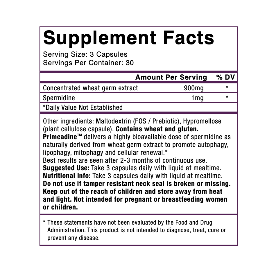 Oxford Healthspan Primeadine Original Supplement Facts