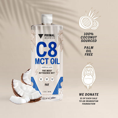 Every bottle of Primal Warrior C8 MCT Oil purchased donates $1 to an orangutan foundation.