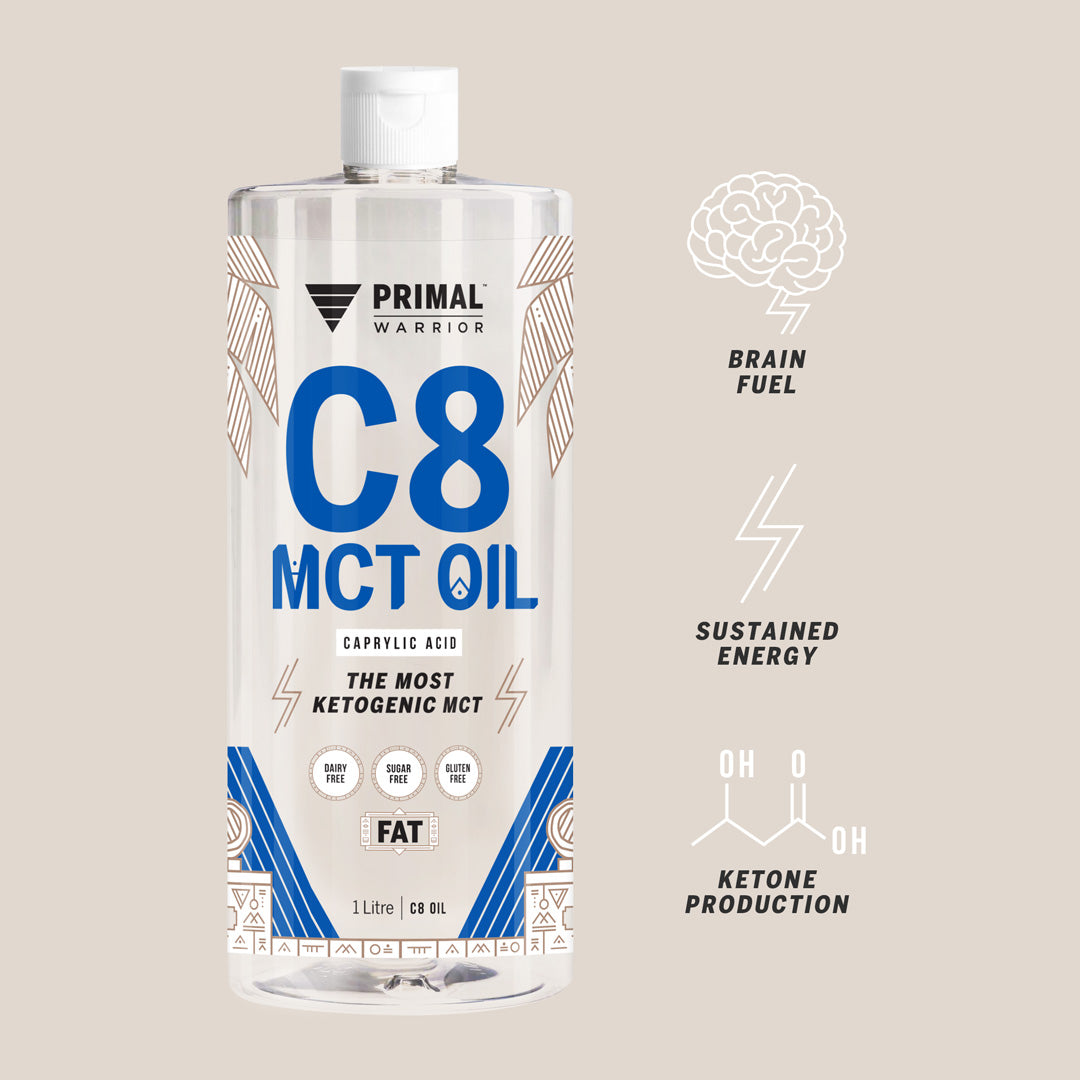 Primal Warrior C8 MCT Oil for cognitive performance, sustained energy and ketone production