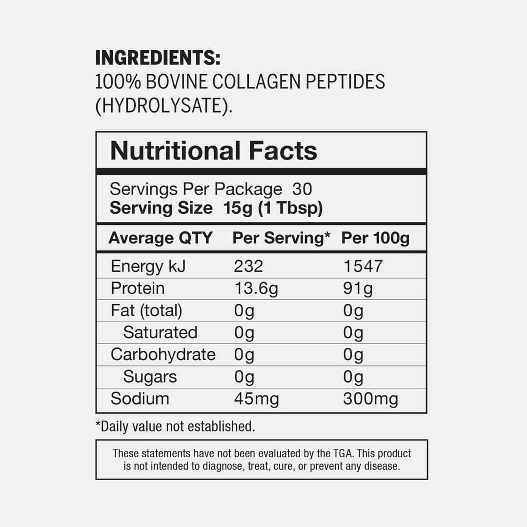 Primal Collective Australia Grass Fed Beef Collagen Powder Ingredients