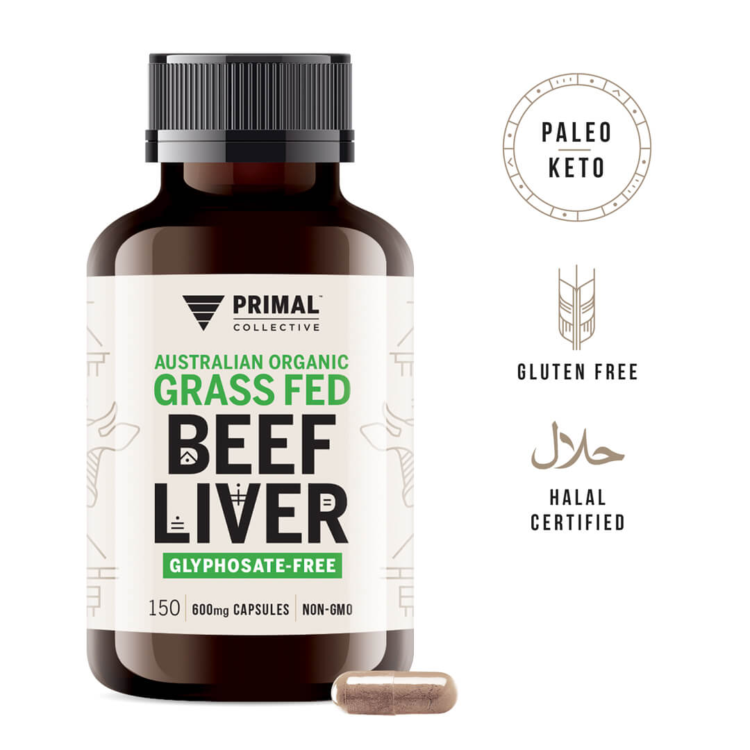 Primal Collective Australia Grass Fed Beef Liver Capsules Paleo Keto Gluten Free Halal