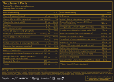 Qualia Australia Qualia Mind Caffeine Free Supplement Facts