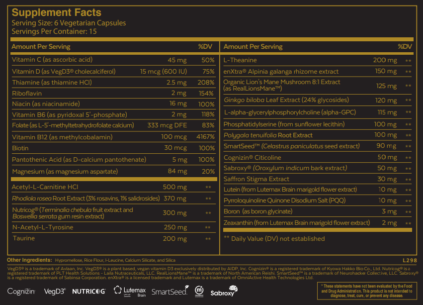 Qualia Australia Qualia Mind Caffeine Free Supplement Facts