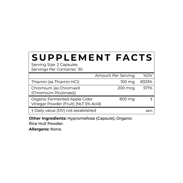 Cymbiotika Australia Apple Cider Vinegar Capsules Supplement Facts